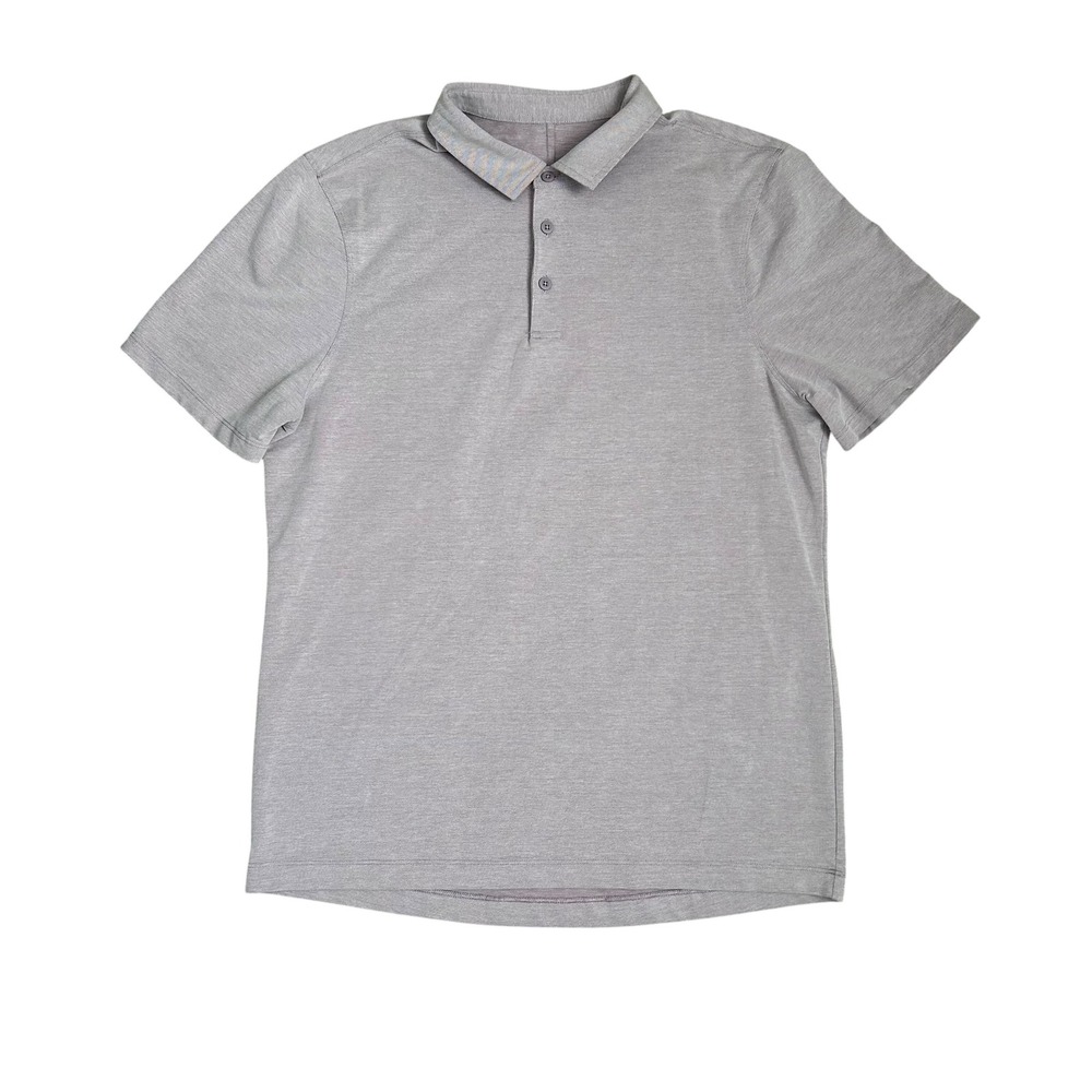 Lululemon Mens Short Sleeve Polo Shirt Purple Gray Golf Sporty Preppy Techwear